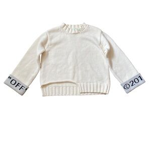 Off-White c/o Virgil Abloh Cream Knit Sweater Sz Small Logo Cuff 2013 Authentic